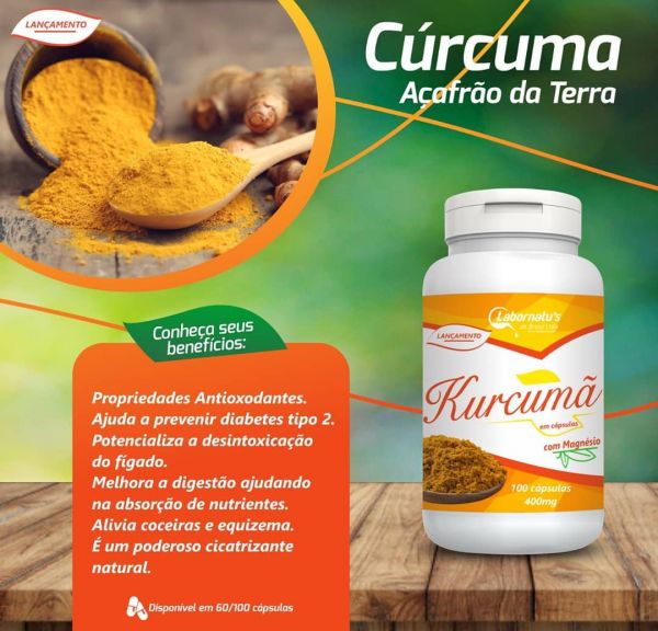 KURCUMÃ açafrão da terra  100 CÁPSULAS  400MG